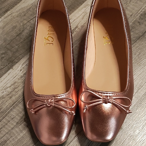Bronze Ballet Flats - Picture 1 of 3